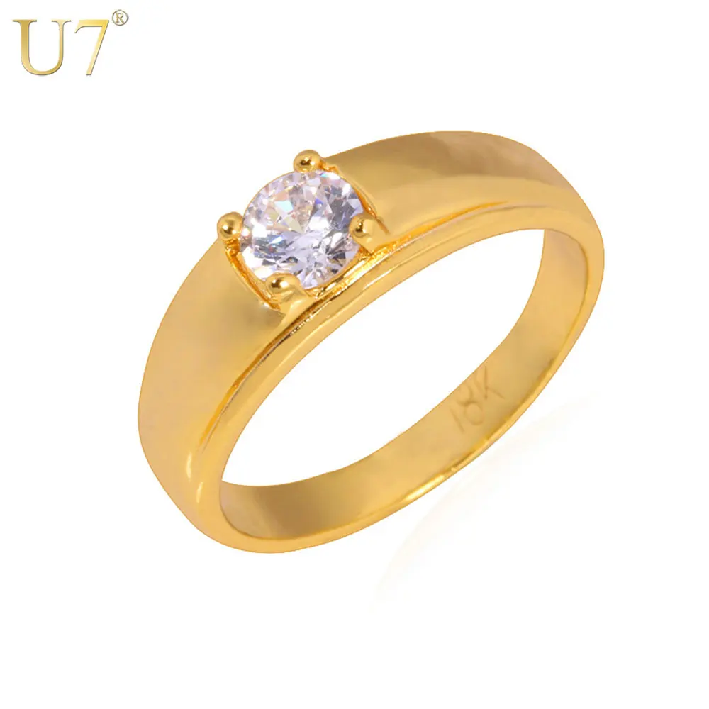 

U7 Classic Cubic Zirconia Rings For Women Fashion Gold/Silver Color Top Quality Shiny Crystal Wedding Rings R305