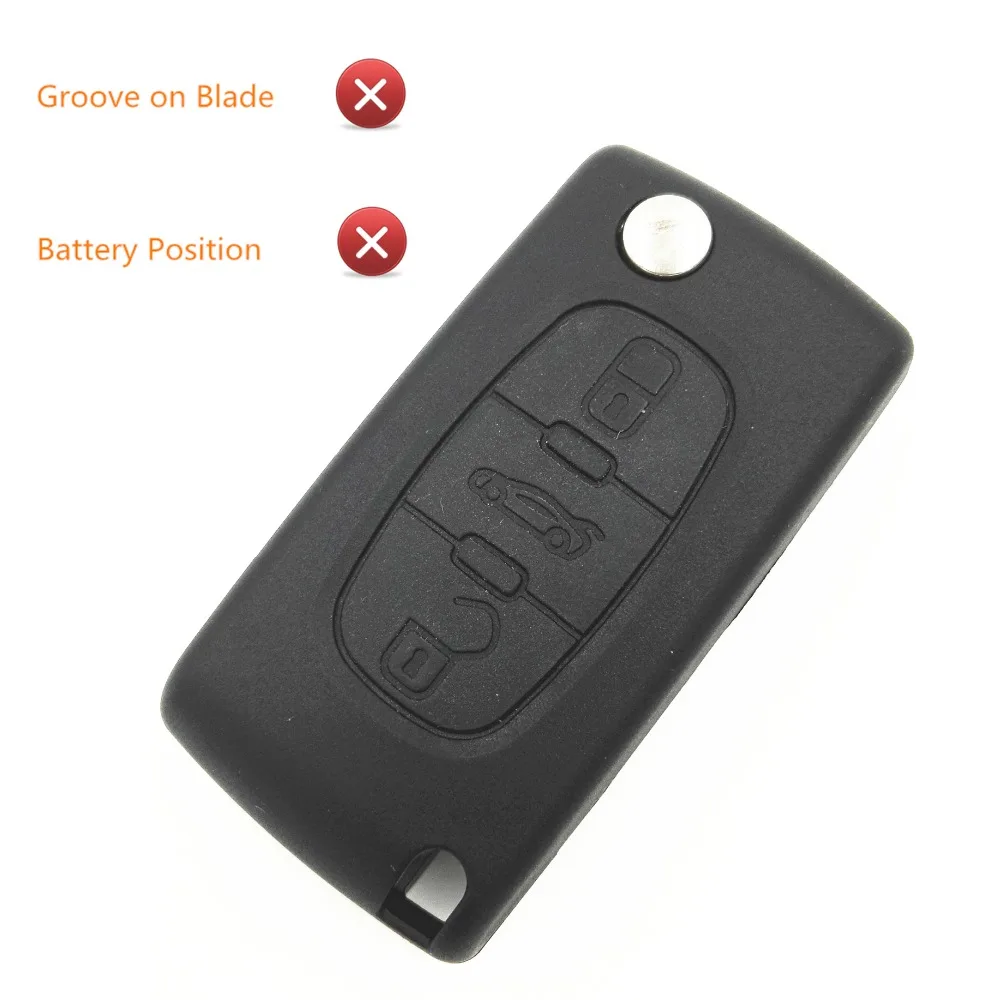 

Car Remote Case Fob 3 Buttons Flip Folding Key Case Trunk Button No Battery Position No Groove on Blade for Citroen c2 c3 c4 c4l