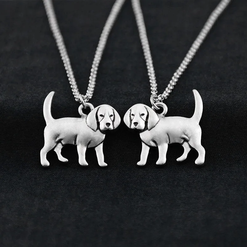 Античное серебряное ожерелье с подвеской для женщин Coonhound массивные ожерелья