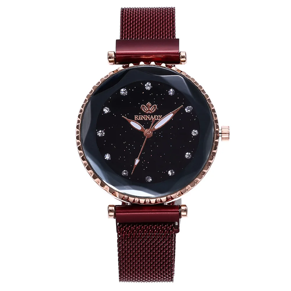 

New Simple Fashion Female Quartz Watch Star Alloy Magnet Rose Gold Leisure Clothing Crystal