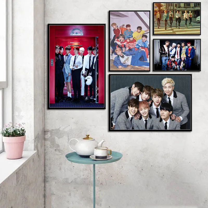 

P340 BTS Bangtan Boy K POP Music Group Fashion Star Art Painting Silk Canvas Poster Wall Home Decor
