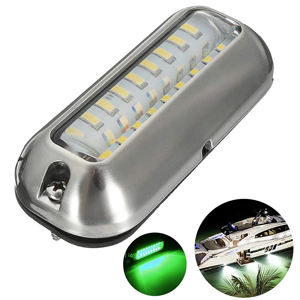 Лодка транца Свет 12V 27 Светодиодный Универсальный водонепроницаемый декоративный свет лодки бар подводный светодиодный свет - Цвет: Зеленый