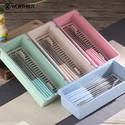 WORTHBUY сушилка для посуды Экологичные палочки для еды ящик для хранения клетка держатель кухонная Подставка под столовые приборов сушилка