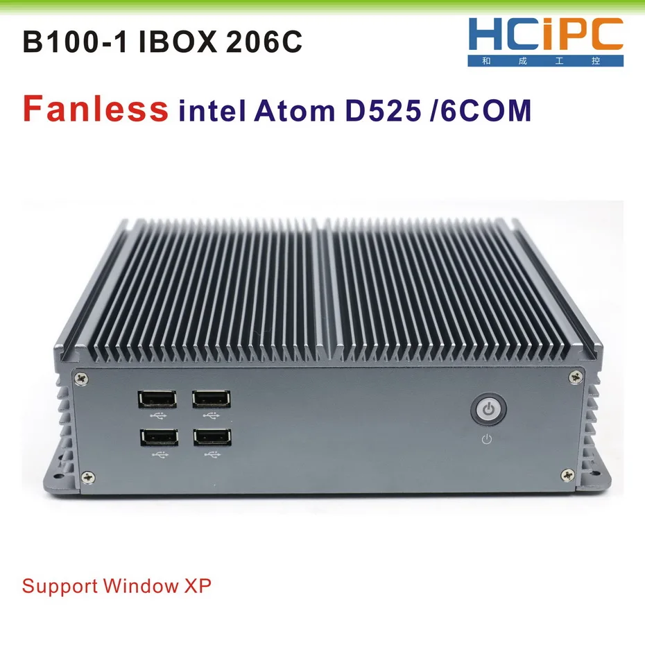 HCiPC B100 1 IBOX 206C(D525) безвентиляторный промышленный ПК компьютер мини бокс ATOM D525 с 6COM