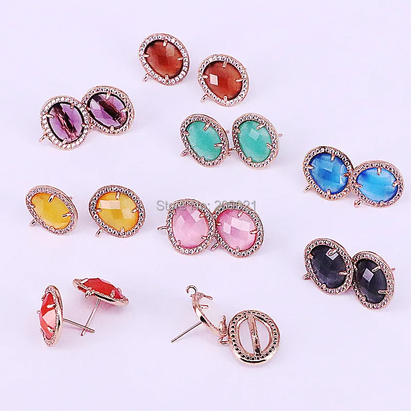 10 пар смешанных цветов микро Pave CZ Кристалл Серебряные серьги для женщин модные ювелирные аксессуары