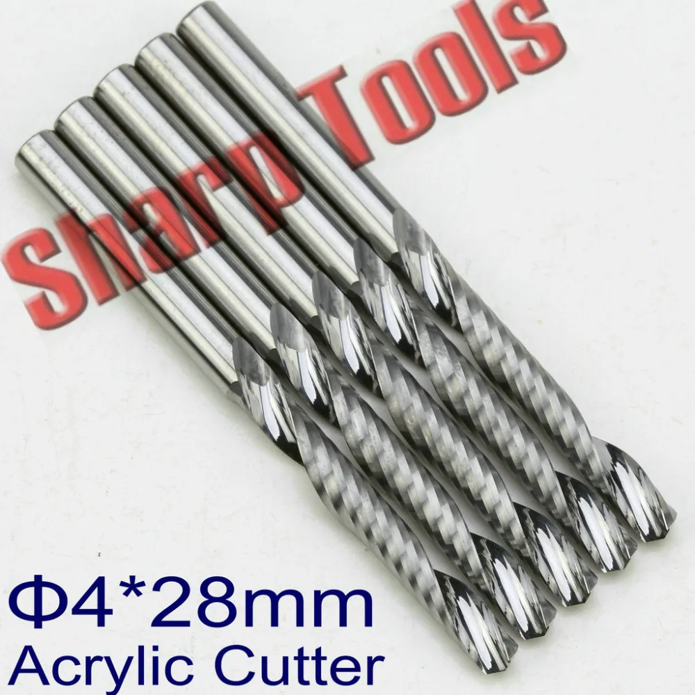4*28mm Single Flute Router Bits CNC Mill Tool for Solid Wood Acrylic
