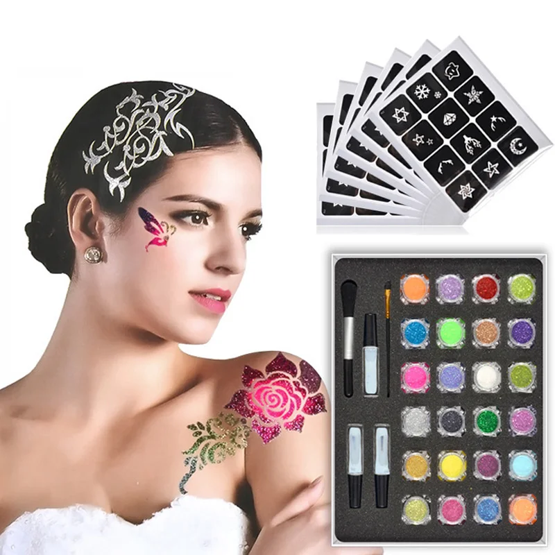 

Christmas Refill Glitter Tattoo Stencils Face Body Painting & Airbrush Xmas Kit