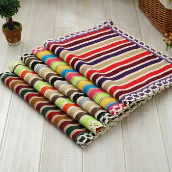 

rainbow rug Cotton Woven Rug Handmade Doormat Kids Children Rug With Lace Home decorative Kitchen Bathroom Living room Bed room