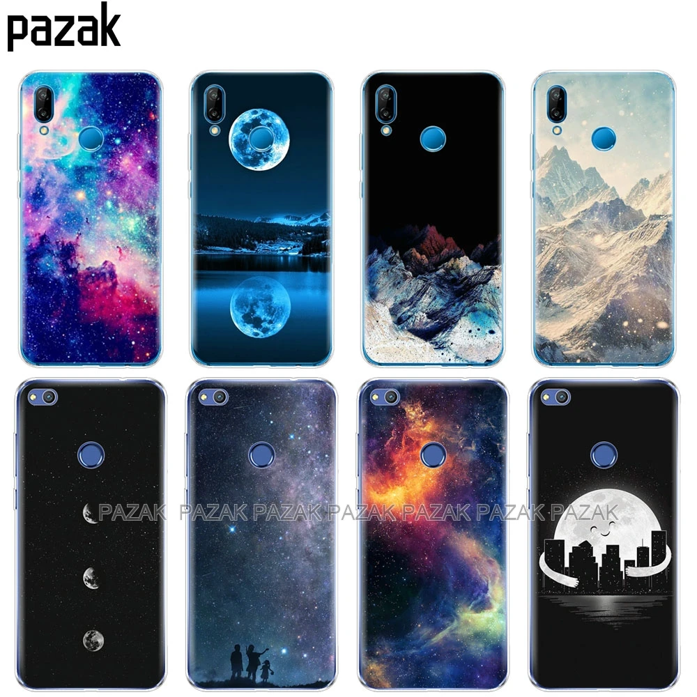 

Silicone Cover Phone Case For Huawei P20 P8 P9 P10 Lite Plus Pro 2017 p smart 2018 Starry Sky Moon scenery landscape