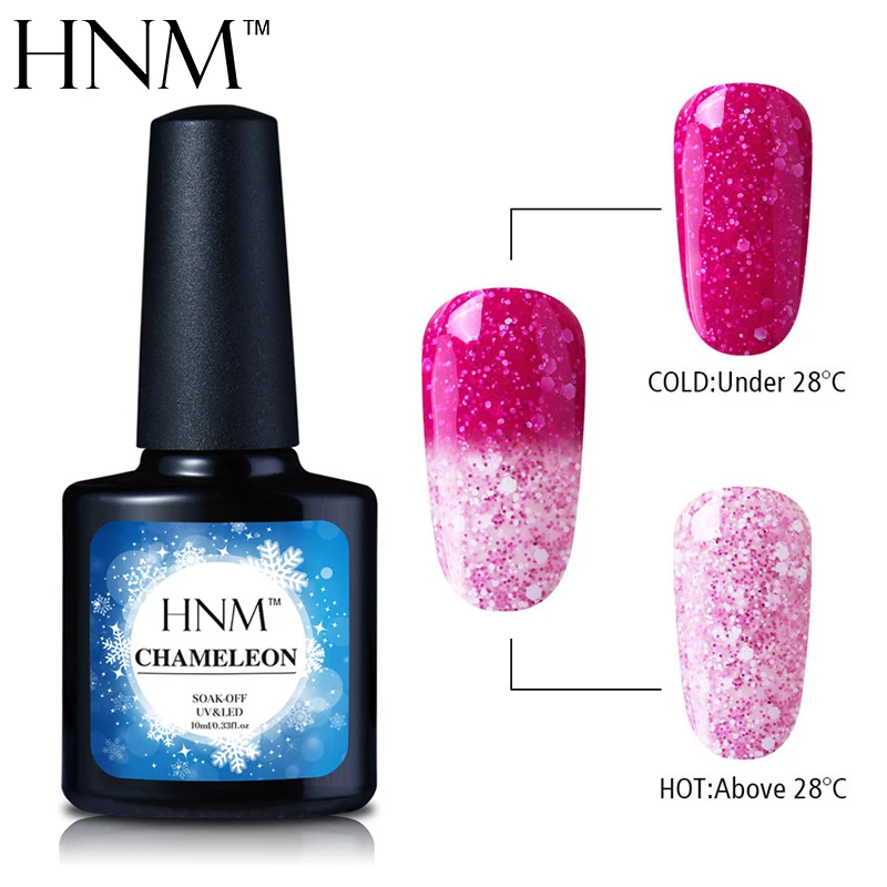 

HNM 10ML Thermal Color Change UV Gel Nail Lacquer Polish Winter Snowy Thermal Temperature Chameleon Oil GelPolish Varnishes