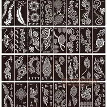 50 шт./лот трафареты для татуировок хной для живописи Блестки для боди-арта тату трафарет шаблоны на руку ноги индийский Арабский Дизайн листов