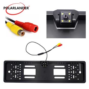 

European License Plate Frame Night Vision 4LED Waterproof 170 Degree Car Reverse Backup Parking Rear View Camera Auto Black