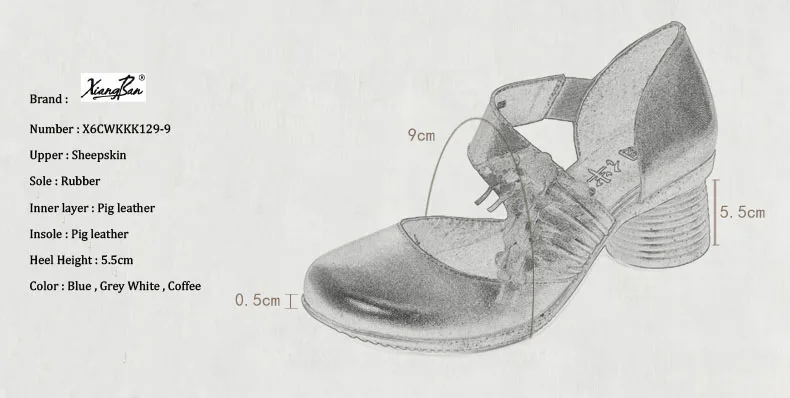 Xiangban/Женская обувь ручной работы в стиле ретро; Цветочные ремешки на толстом высоком каблуке; Туфли Mary Jane с закрытым носком