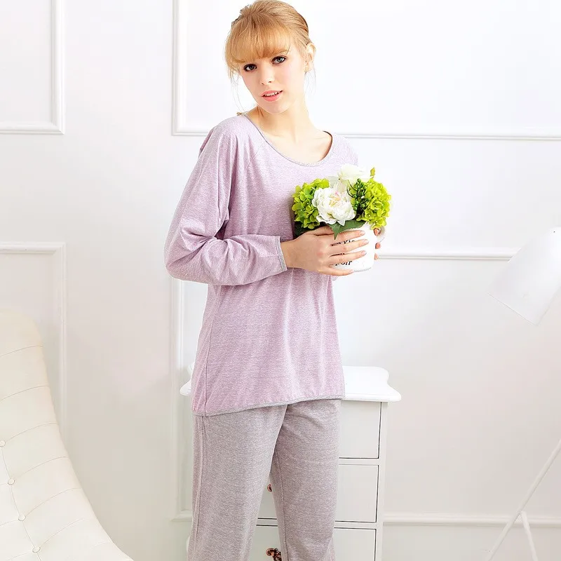 2016 Модель на весну и осень 100% хлопок Для женщин пижамы Наборы для ухода за кожей пижамы полный брюки леди ночной рубашке женщина Домашняя