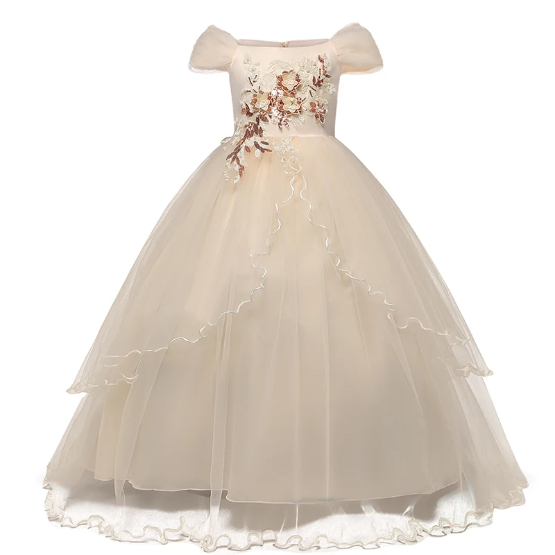 Детское белое свадебное платье для девочек; Одежда для девочек; кружевное фатиновое платье; изысканные вечерние платья для причастия; длинные платья для выпускного вечера для девочек-подружек невесты - Цвет: 3-1