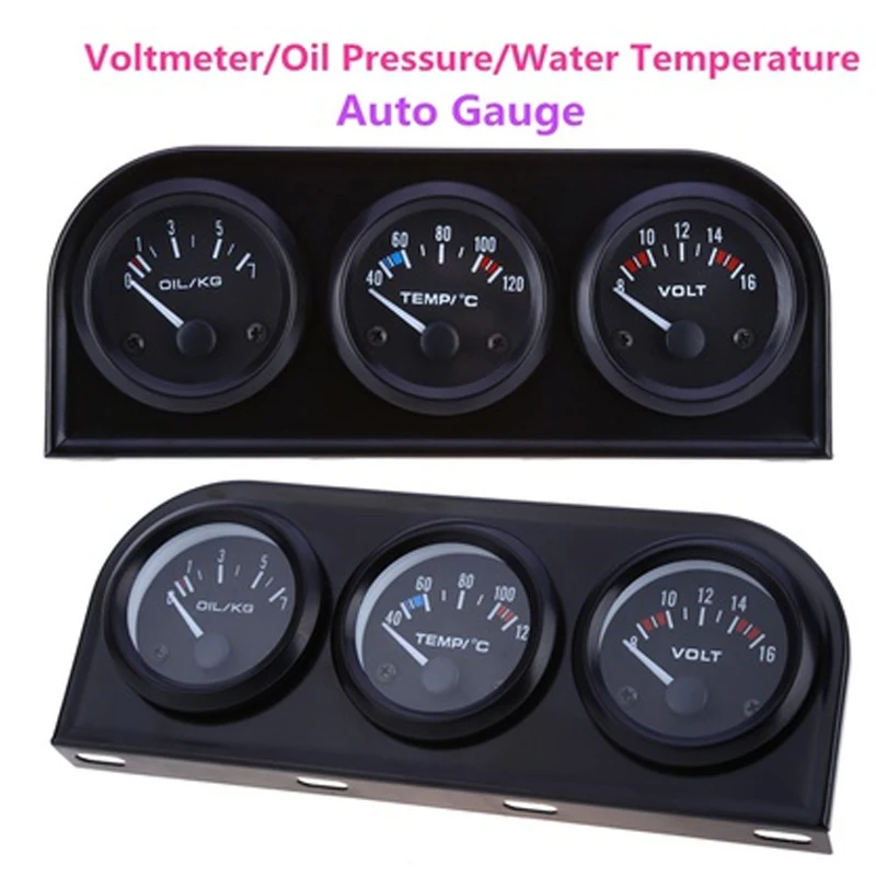 

3 In 1 Car Precision Gauge Voltmeter +Water Temperature Gauge +Oil Pressure Gauge Sensor Apply To All Gasoline Modified Vehicles