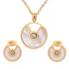 Robe de Mariée De mariage Accessoires Cristal Ensembles De Bijoux Pour Les Femmes Collier De Coquille Boucles D'oreilles Couleur Or Fête De Vacances ► Photo 1/6