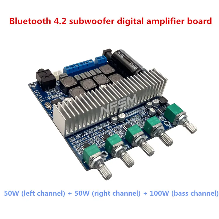  Xiang Sheng TPA3116D2 Subwoofer Amplifier Board 2.1 Channel High Power Bluetooth 4.2 Audio Amplifier Board DC12V-24V 2*50W+100W