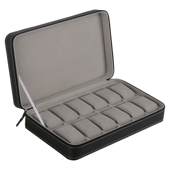 

PU Leather Box Wristwatch Jewelry Display Storage Case Box Showcase 12 Slots