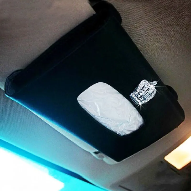 Car Sun Visor Tissue Holder PU Leather with Crown