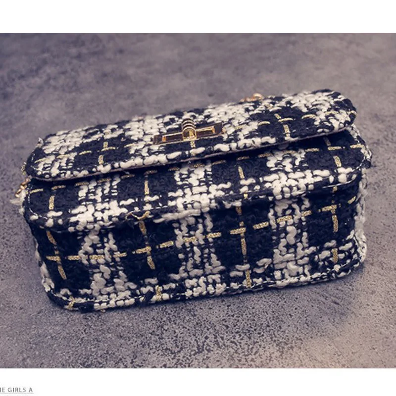 Женская сумка мессенджер bolsos дизайнерские твидовые сумки через плечо с цепочкой