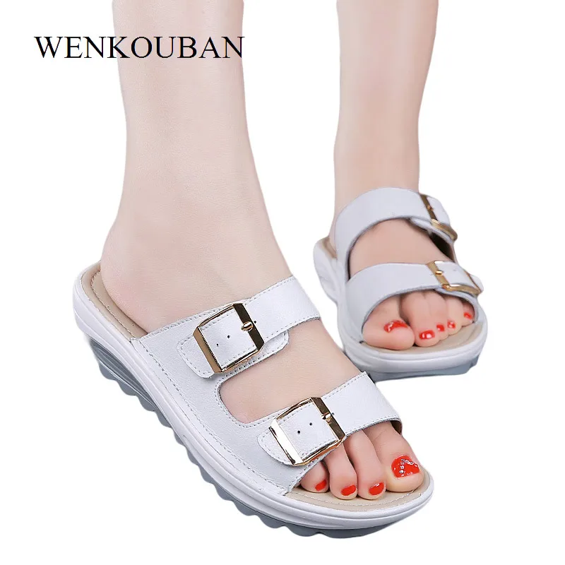 

Platform Slippers Women Wedges Sandals Summer Buckle Shoes Ladies Casual Beach Sandalias Chaussure Femme Plus Size 35-42