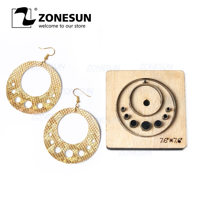 

ZONESUN T6 DIY Custom Cutter Leather Earring Cutting Die Leather Cut Out Earring For Steel Rule Die Cutting Machine Press Tools