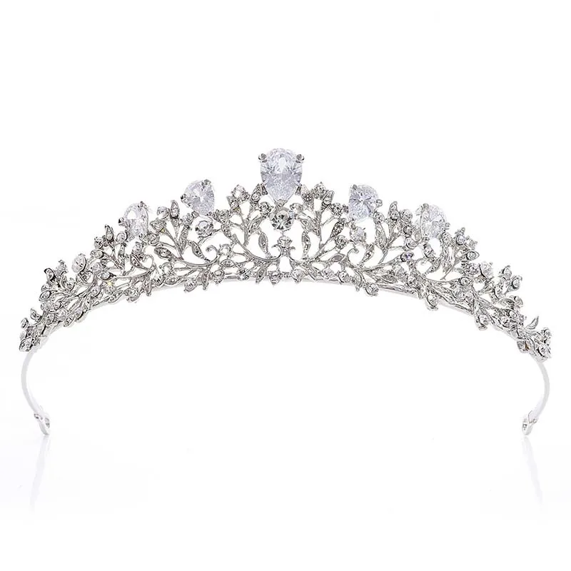 FORSEVEN корейская мода кристалл Цветок Тиара Корона Стразы принцесса невесты свадебная диадема свадебный головной убор аксессуары для волос
