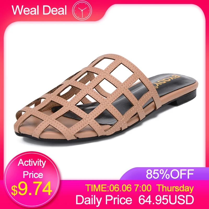 

BYQDY Big Promotion Women Outside Slippers Slip On Beach Shoes Casual Slides Woman Flat Female Mules Slippers Size 39