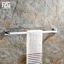 FLG Towel Bars Modern Style Square Chrome Towel Bar Wall mounted Solid Brass Bathroom Single Rail Towel Rack Hardware sets gfmark towel hanger modern style wall mounted chrome surface towel bars bathroom towel rack shelves holder badkamer accesoires