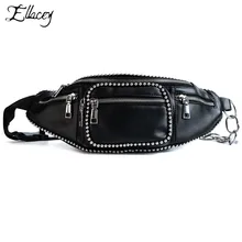 Punk Vintage Rivets Chest Bag Women Steampunk Fanny Pack Belt Black Waist Bag Moto Biker Shoulder Messenger Motorcycle Bag