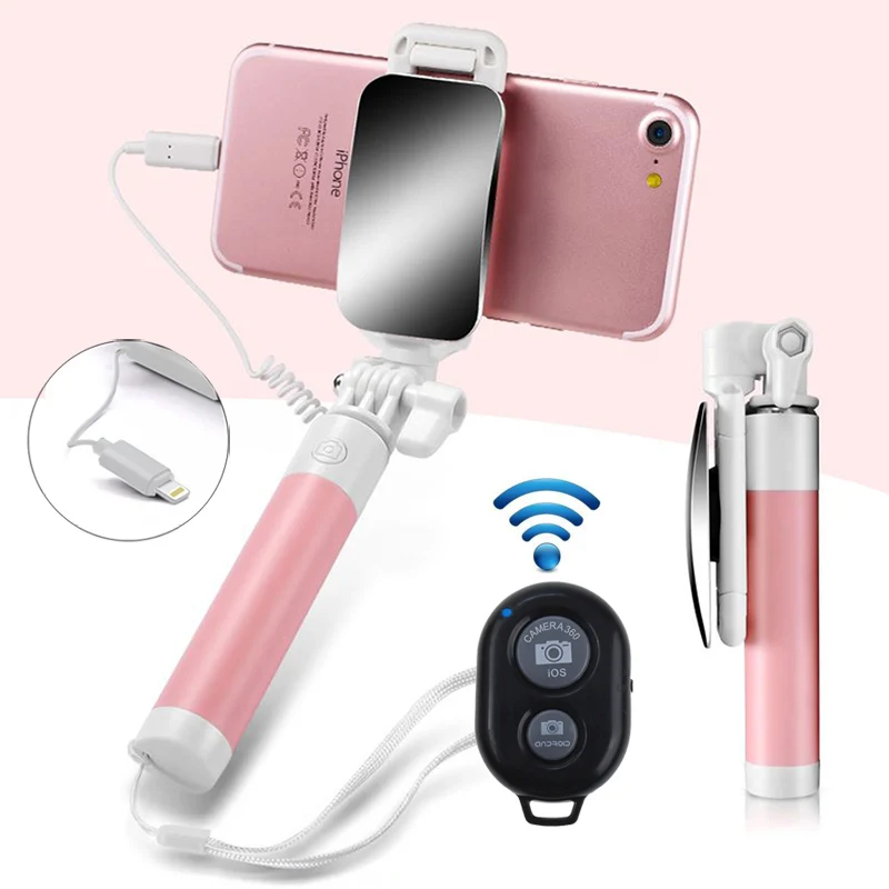 Мини Bluetooth селфи палка зеркало штатив складной монопод Выдвижной алюминиевый
