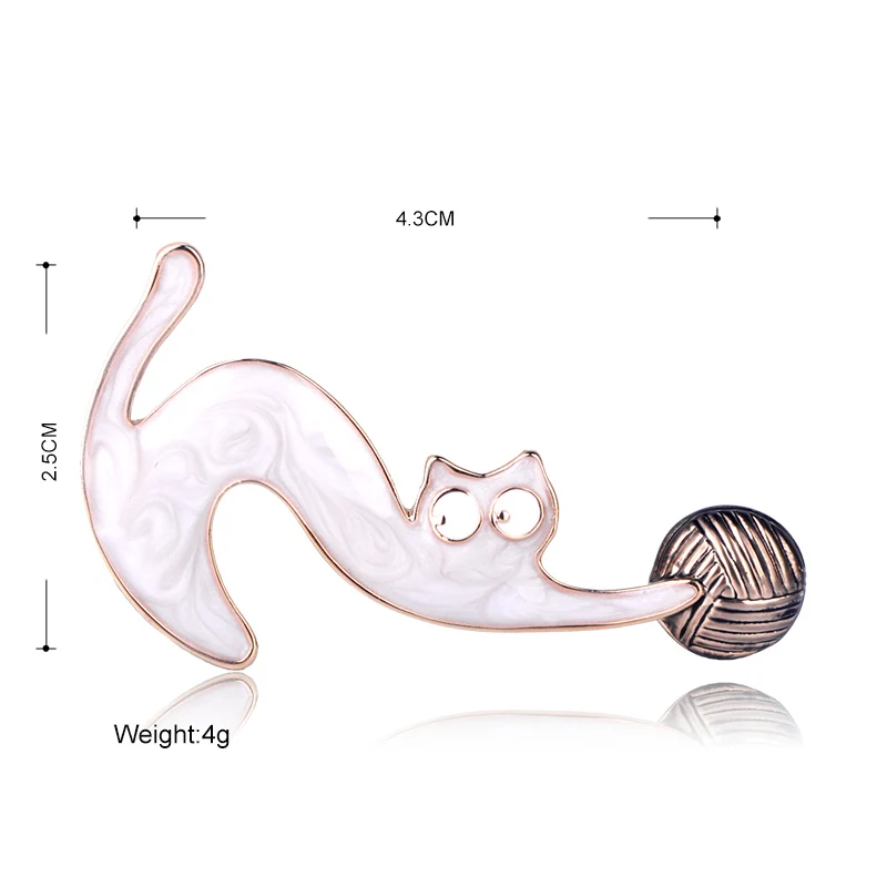 Blucome Fashion Cartoon Cat Play Ball Shape Brooch Gold Color Enamel Corsage Women Girls Kids Suit Dress Coat Clips Jewelry Pin