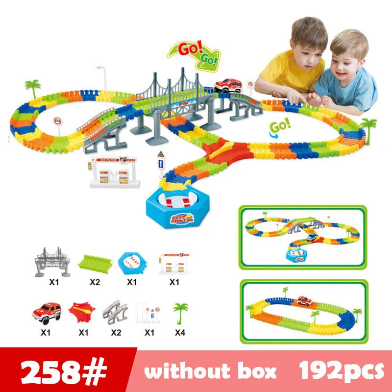 Магический трек Электрический рельсовый Автомобиль DIY Flex Railway Roller Coaster