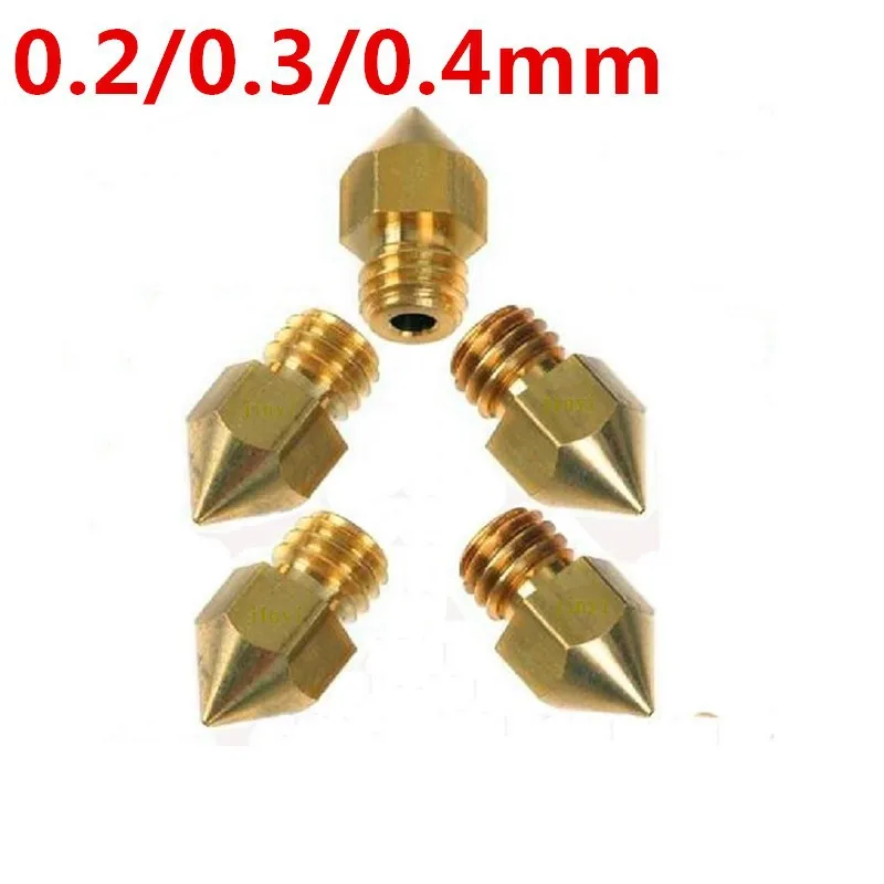 

5pcs 0.2/0.3/0.4mm Mixed Sizes 3D Printer Nozzle Extruder Print Head For 1.75MM MK8 Makerbo