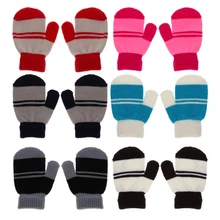 Милые зимние теплые детские вязаные эластичные варежки, перчатки для мальчиков и девочек, Sep7-A