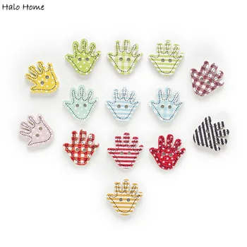 

50pcs 2 Hole Mixed Palm Wood Buttons Decor Crafts Sewing Scrapbooking Clothing 18mm