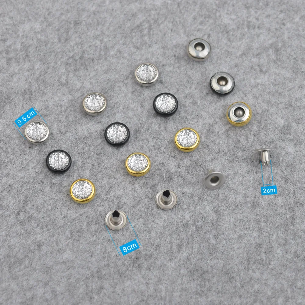 120pcs Free shipping 9.5mm brass rhinestone rivets arcylic stone rivets