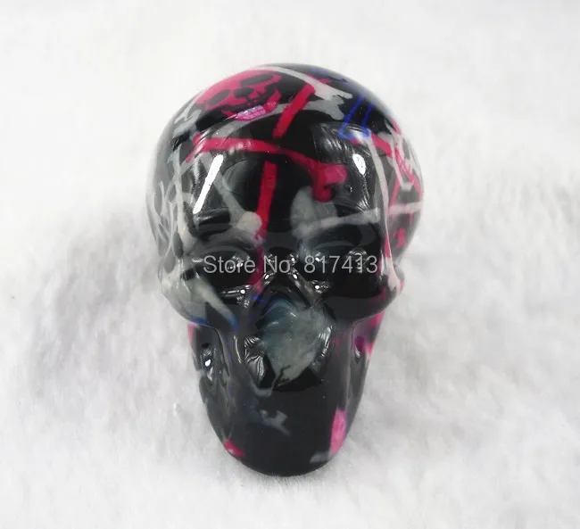 

2.56" 3.16" 4.75" 6.69" Ceramic thermal traner printing black realistic skull crystal healing home decoration #09