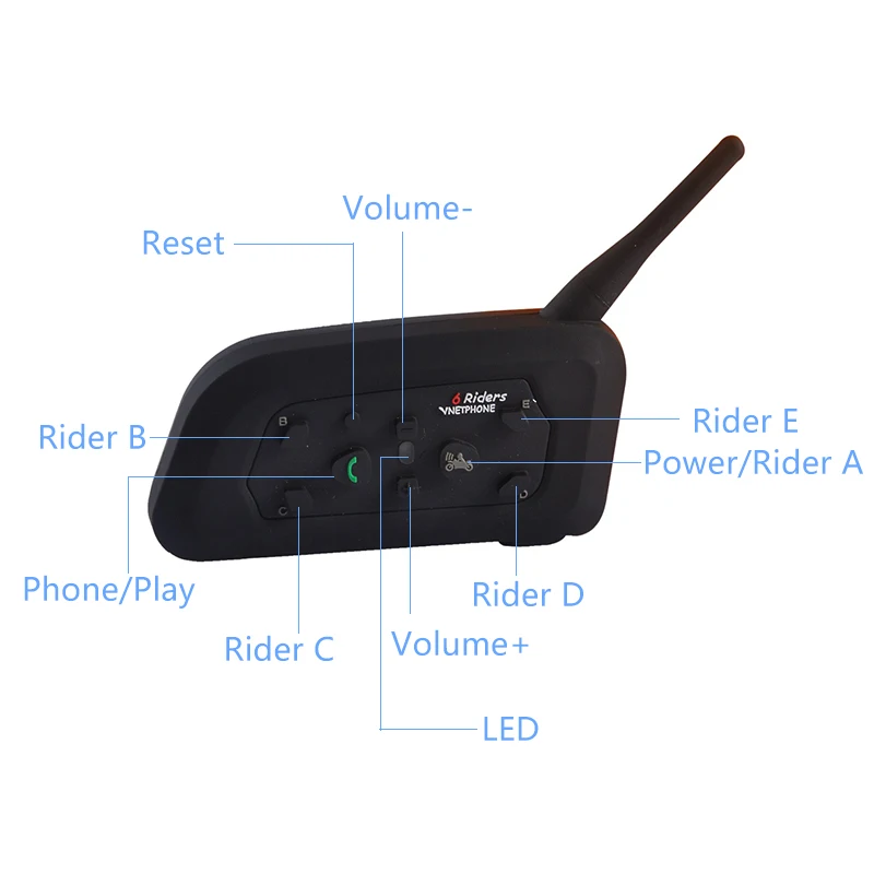 Vnetphone 2x1200 м Bluetooth гарнитура 6 гонщиков громкой связи Водонепроницаемый мотоцикл домофон Поддержка музыке стерео/аудио