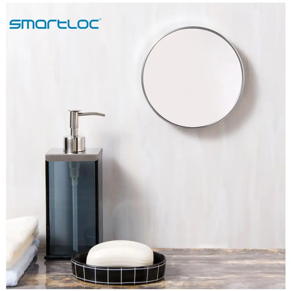 smartloc Suction Cup Wall Mounted 5X Magnifying Round Bathroom Mirror Bath Makeup Cosmetic Make up Mirrors Organizer Accessories