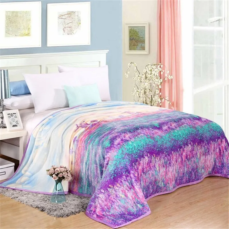 

High Quality Warm Soft Blankets Lavender Beautiful Style Blankets Coral Fleece Sheet travel/Multi-purpose Blanket Children Adult