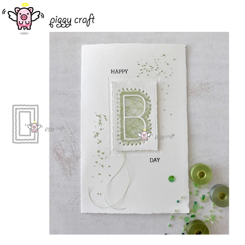 

Piggy Craft metal cutting dies cut die mold Irregular rectangular frame Scrapbook paper craft knife mould blade punch stencils