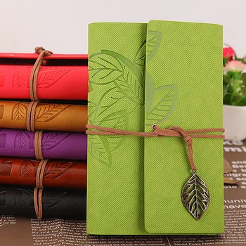 

Creative travel diary notebook stationery hand ledger leather notebook doodle leaf notepad