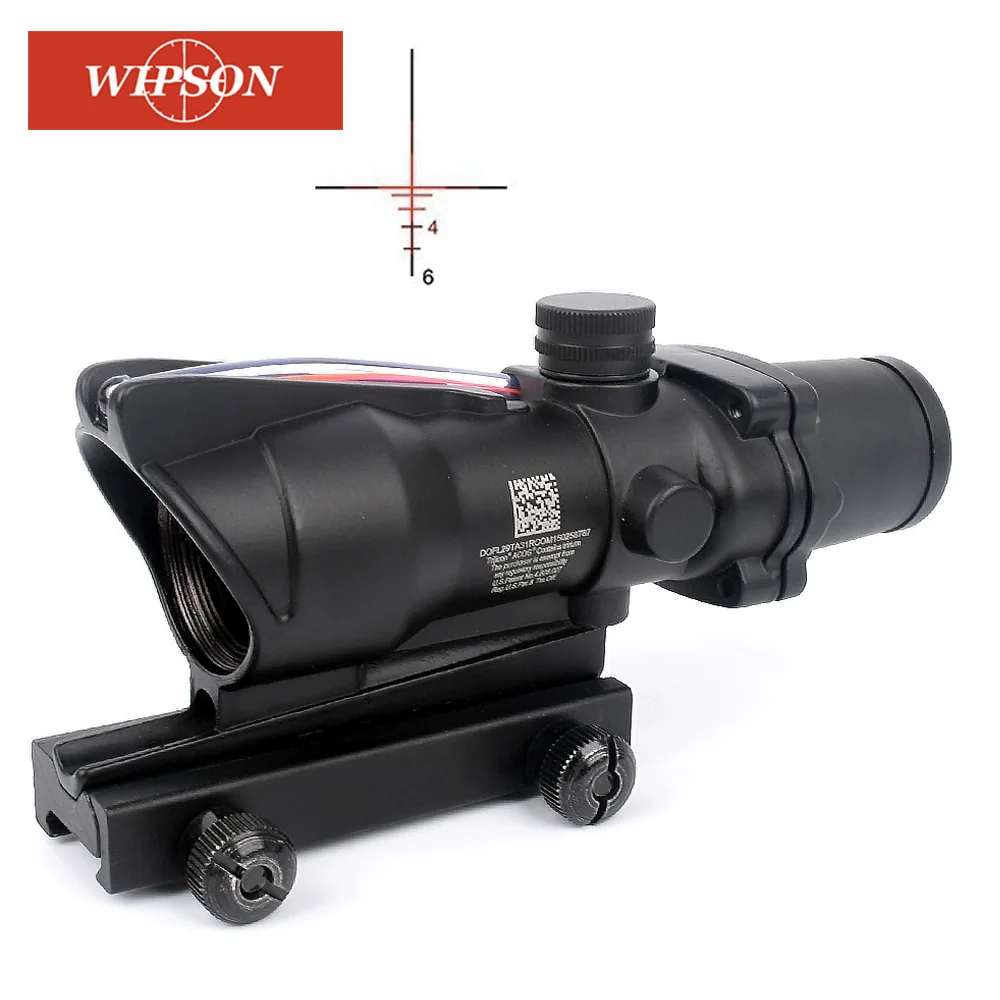 Охотничий Оптический Прицел ACOG 4X32 реальное волокно оптика красная точка с