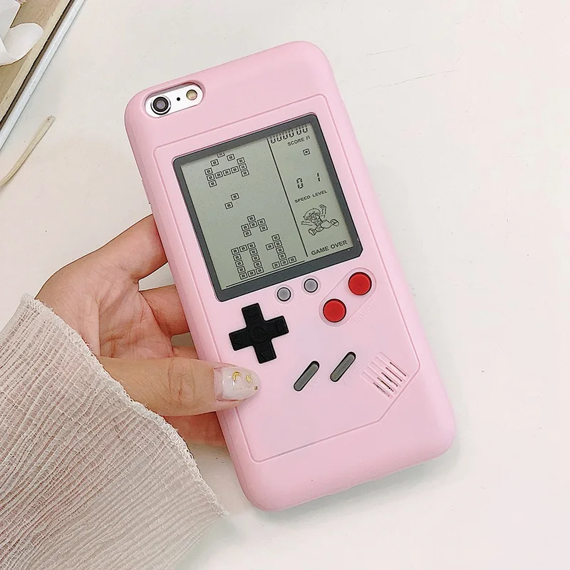 

Tetris Phone Cases for iPhone 6 6S 7 8 Plus Soft TPU Can Play Blokus Game Console Cover For Iphone X