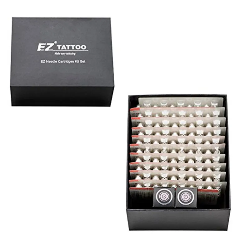 100 Pieces Assorted EZ Cartridge Tattoo Needles Liners Shaders With 2