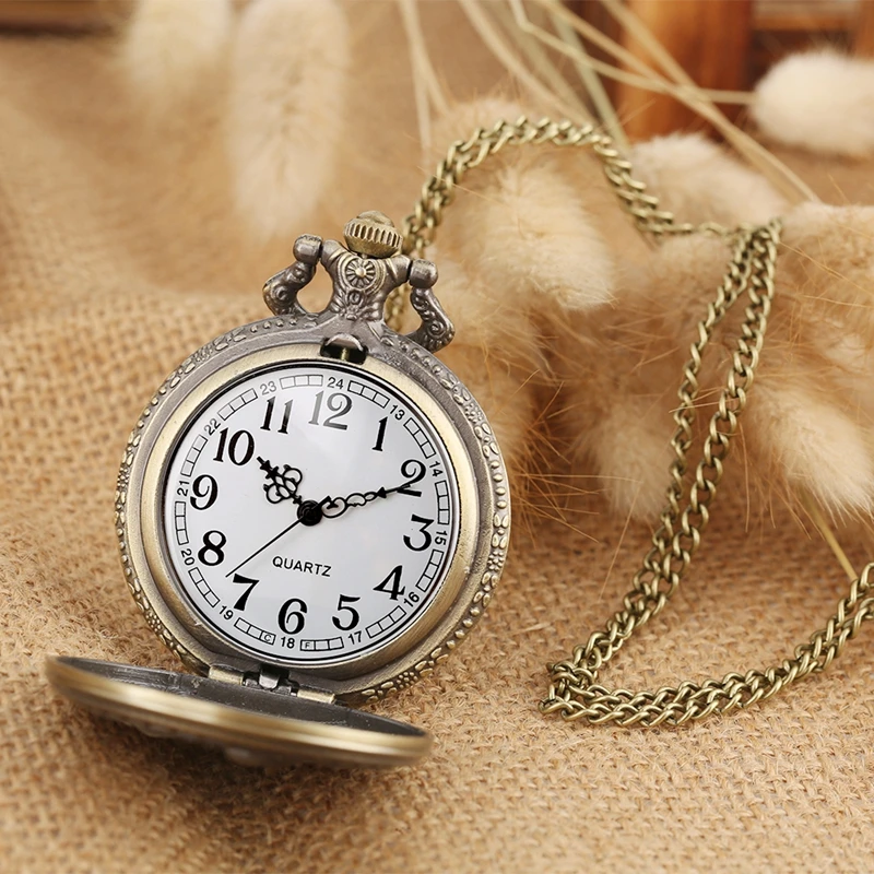 Винтажные кварцевые карманные часы из крафт-бумаги в стиле ретро, бронзовое ожерелье с подвеской на цепочке, художественные коллекционные вещи, подарки