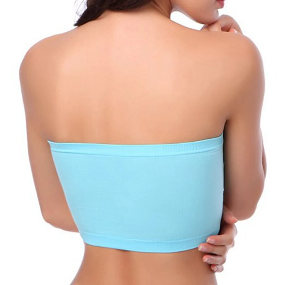 HEFLASHOR Summer Sexy Bandeau Top Breathable Strapless Off Shoulder Wrap Solid Tube Tops Double-deck Bra Negro Skinny Bralette