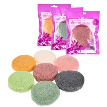 1 шт. спонж для макияжа инструмент натуральный растительный хлопок бамбук древесный уголь круглый сухой и влажный konjac пуф для макияжа очищающее средство для лица